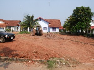 Clearing the plot of land in Thip Thani, Nong Khai