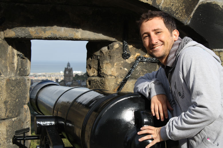 Manning one of the many cannons at the Edinburgh Castle. Manning one of the many cannons at the Edinburgh Castle.