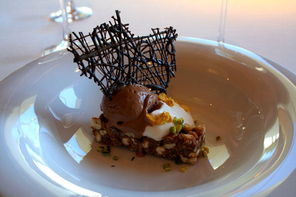Greek Yogurt with Chocolate Ice Cream at Lunch at Gran Hotel La Florida Greek Yogurt with Chocolate Ice Cream at Lunch at Gran Hotel La Florida