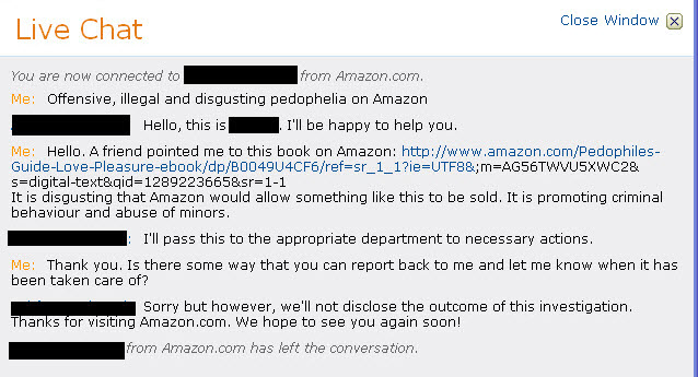 Amazon Pedophile Book - Live Chat