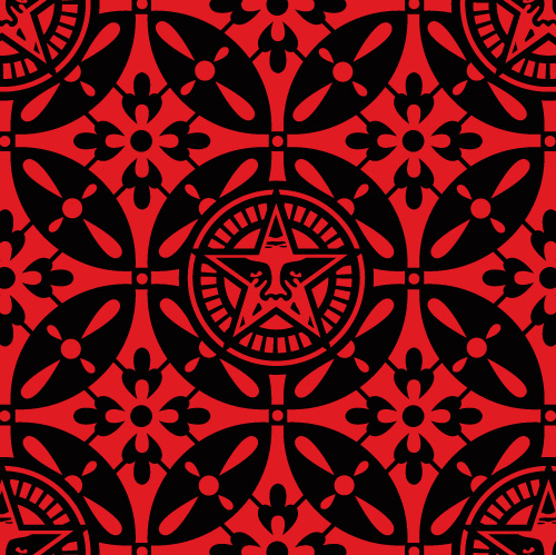 Obey 'Japanese Pattern 2' Black/Red Edition of 75 Size: 18 x 18 Inches 