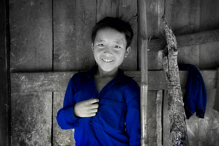Village Kid in Blue_Laos Leica M6 Camera and Leica 35mm f2 Summicron-M lens with Kodak Ektachrome 100 Extra Color film