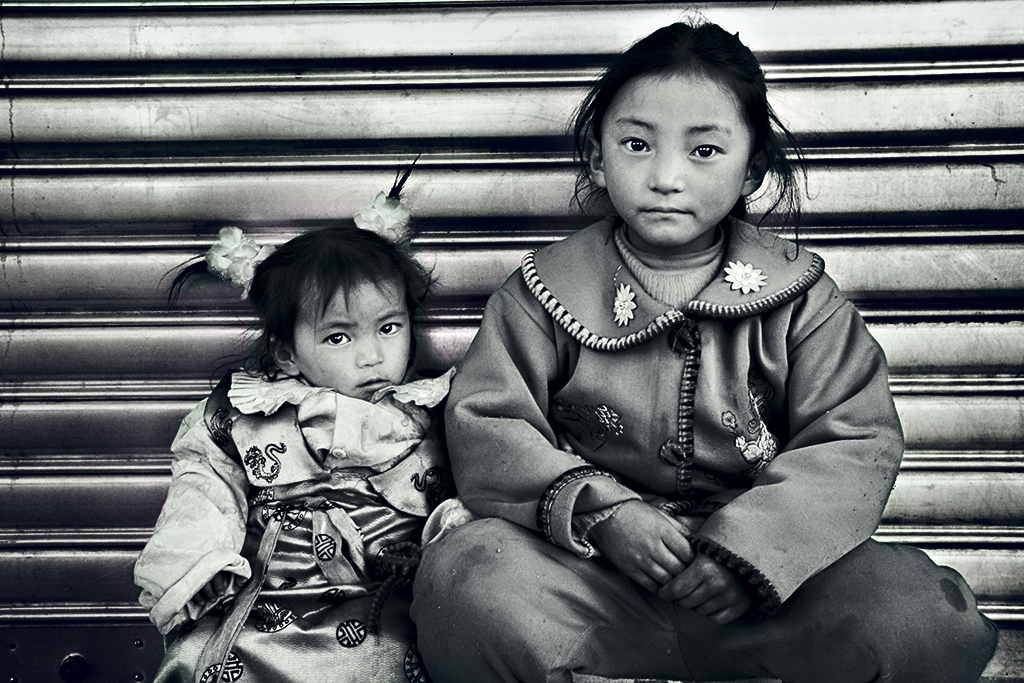 Two Kids_New Year Celebrations_Lhasa_Tibet Leica M6 camera and Leica 35mm f2 Summicron lens with Kodak Ektachrome Elite 100 Extra Color film