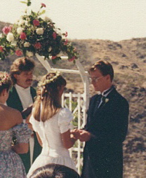 Chris and Chrisy exchanging vows.