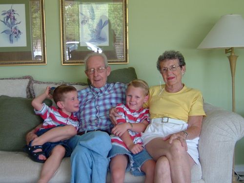 Mamaw, Papaw, Oldest Boy and Middle Boy - July 2004