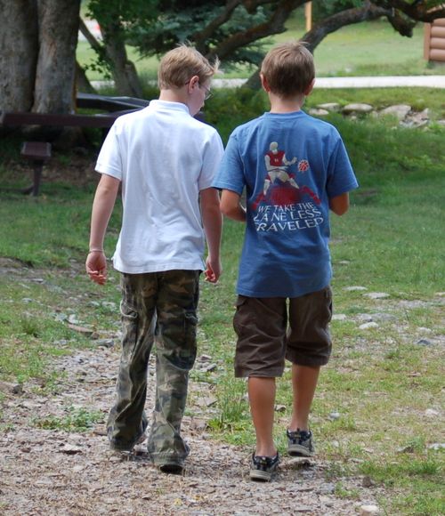 Oldest Boy and friend at diabetes camp. June 2009