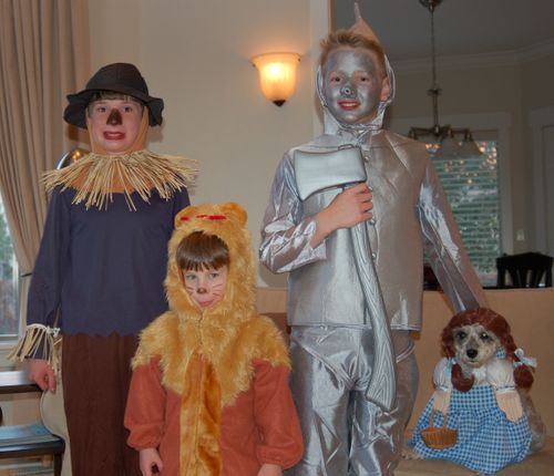 Oldest Boy [12-Tin Man], Middle Boy [10 - Scarecrow], 4YO Boy [Cowardly Lion], and Mary as Dorothy