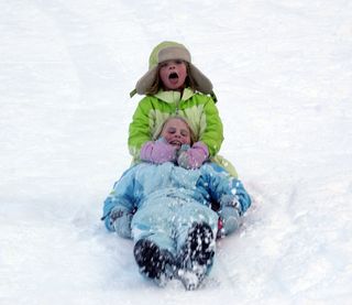 Sledding hannah and nicole