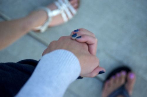 Evening walk- holding hands